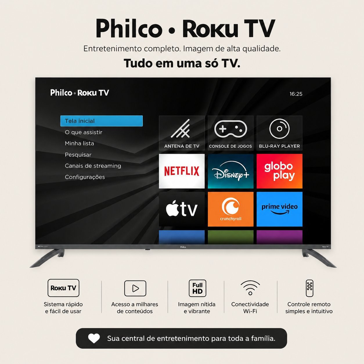Smart TV 50 polegadas Philco Roku TV LED Dolby Audio P50VIK